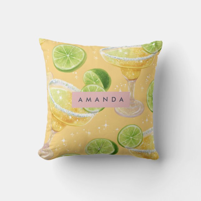 Personalized Sparkle Margarita & Lime Cushion (Front)