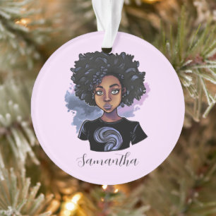 Personalized Sparkling African American Woman Ornament