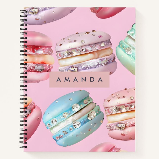 Personalized Sparkling Pastel Macaron Bliss Notebook (Front)