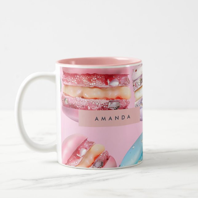 Personalized Sparkling Pastel Macaron Bliss Two-Tone Coffee Mug (Left)
