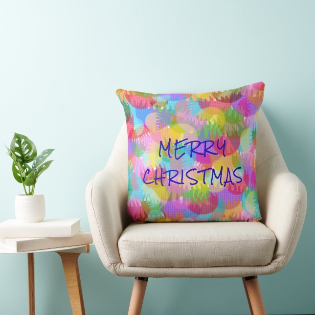PERSONALIZED SPARKLY COLOURED MERRY CHRISTMAS 20 CUSHION (Chair)