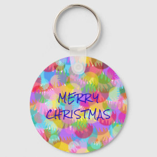 PERSONALIZED SPARKLY COLOURED MERRY CHRISTMAS KEY RING
