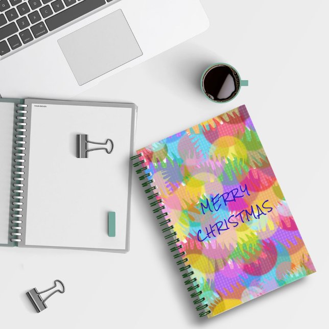 PERSONALIZED SPARKLY COLOURED MERRY CHRISTMAS NOTEBOOK (Creator Uploaded)