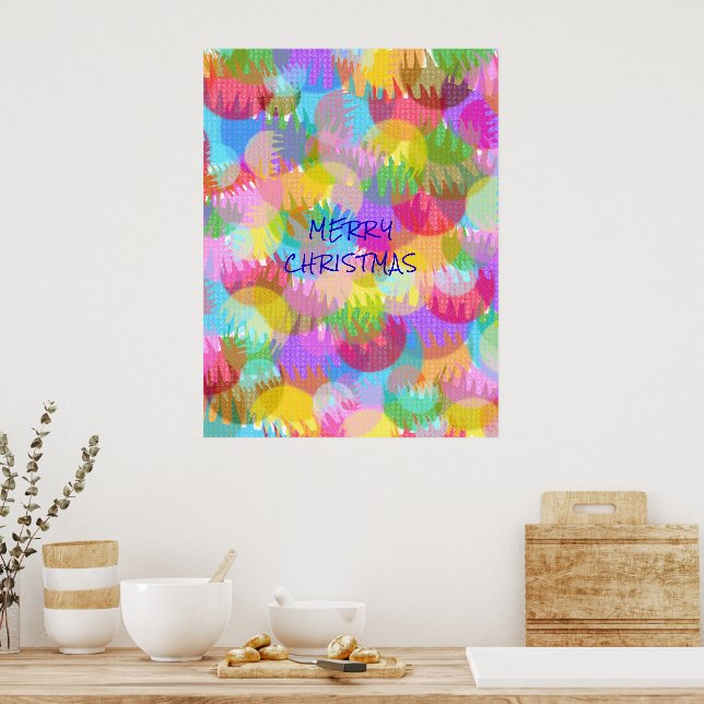 PERSONALIZED SPARKLY COLOURED MERRY CHRISTMAS POSTER (Kitchen)