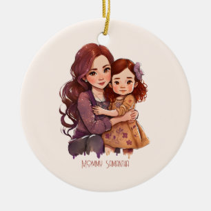Personalized Sparkly Mother and Daughter Ceramic Ornament