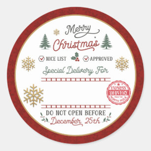 Personalized Special Delivery North Pole Santa Classic Round Sticker