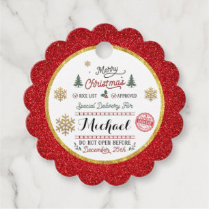 Personalized Special Delivery North Pole Santa Favour Tags