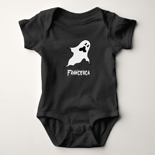 Personalized Spooky Halloween Ghosts Baby Bodysuit (Front)