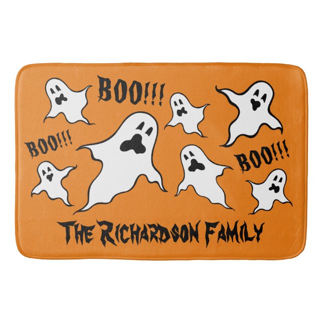 Personalized Spooky Halloween Ghosts Bath Mat (Front)