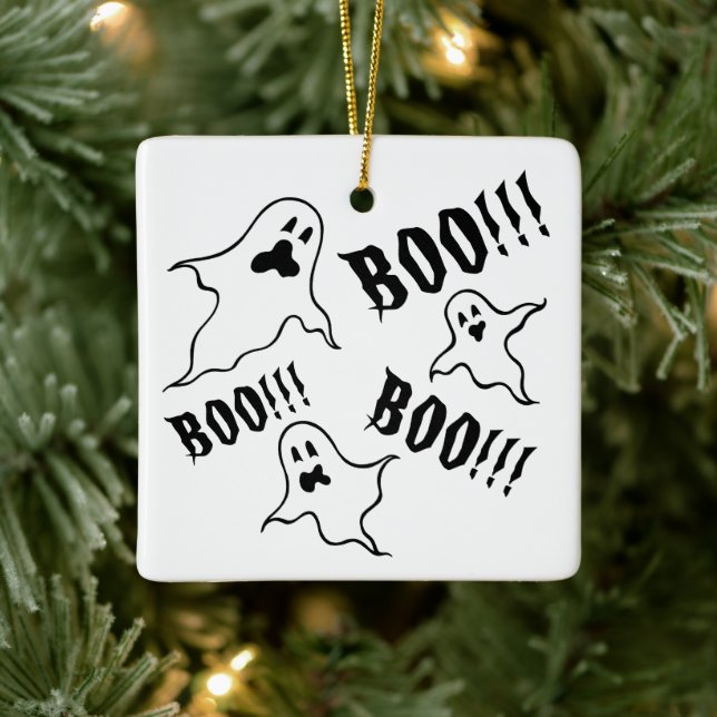 Personalized Spooky Halloween Ghosts Ceramic Ornament (Tree)