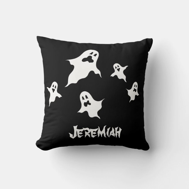 Personalized Spooky Halloween Ghosts Throw Cushion (Front)