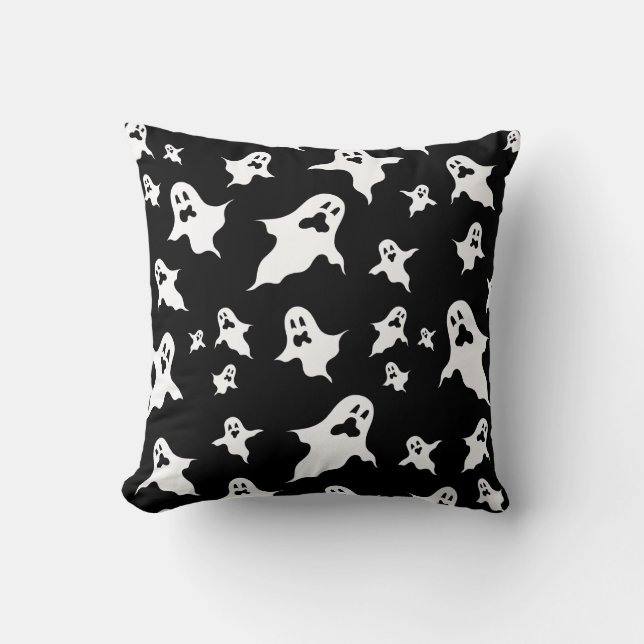 Personalized Spooky Halloween Ghosts Throw Cushion (Front)