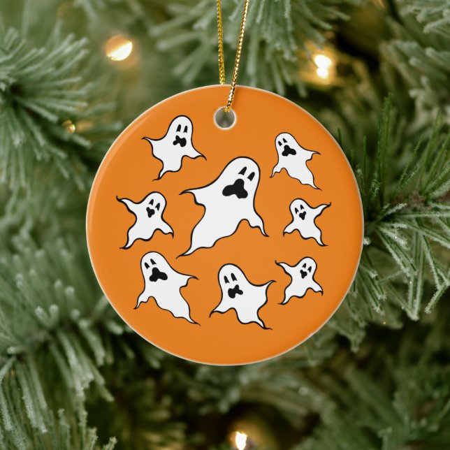 Personalized Spooky Halloween Ghosts Tree Ornament (Tree)