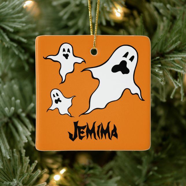 Personalized Spooky Halloween Ghosts Tree Ornament (Tree)