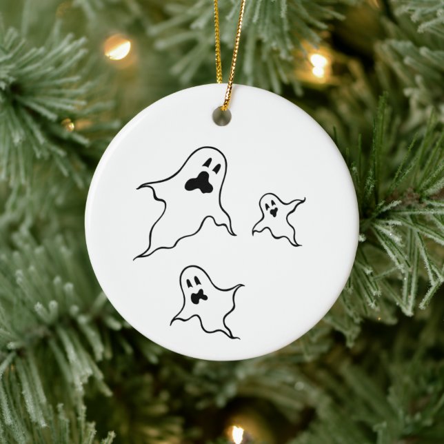 Personalized Spooky Halloween Ghosts Tree Ornament (Tree)