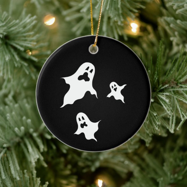 Personalized Spooky Halloween Ghosts Tree Ornament (Tree)