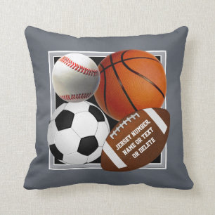 Personalized, Sports Balls Pillows, Sports Themed Cushion