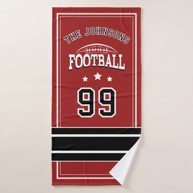 Personalized Sports Towel | Custom Football Player (Bath Towel)