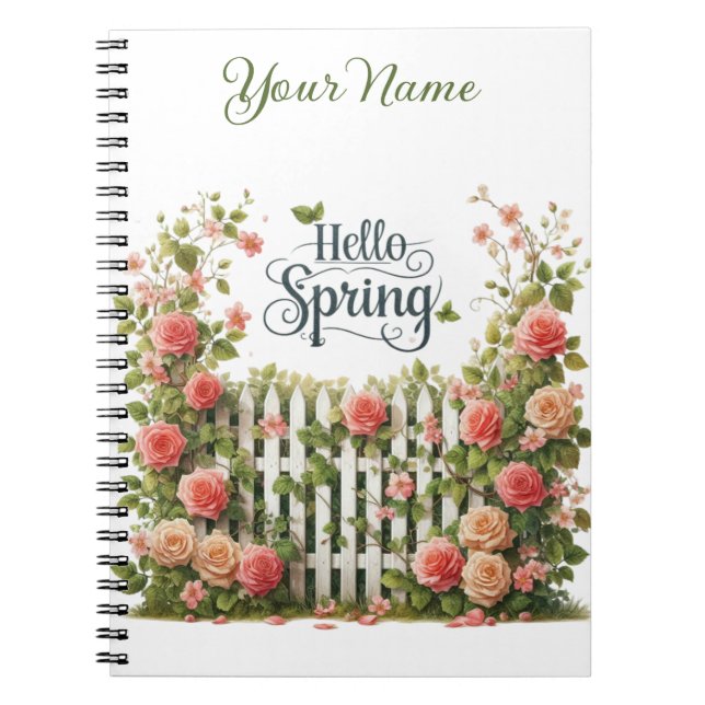 Personalized Spring Floral Spiral Notebook (Front)