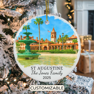 Personalized St Augustine Ornament, Florida Ceramic Ornament