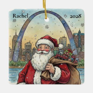 Personalized St Louis Santa Ceramic Ornament