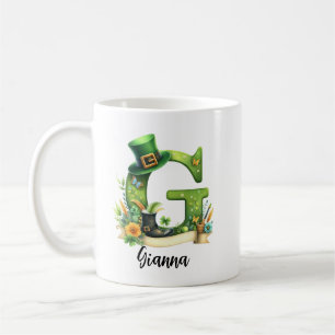 Personalized St. Patrick’s Day Applique Alphabet Coffee Mug