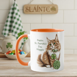 Personalized St. Patrick’s Day Long-Haired Cat Mug