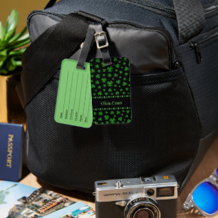 Personalized St. Patrick’s Day Shamrock on Black Luggage Tag