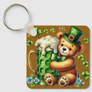 Personalized St. Patrick's Day Bear Key Ring
