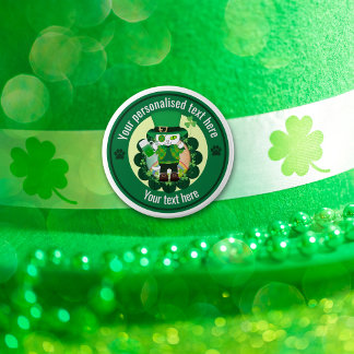 Personalized St. Patrick's Day Cat Shoemaker 6 Cm Round Badge