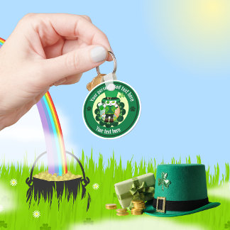 Personalized St. Patrick's Day Cat Shoemaker Key Ring