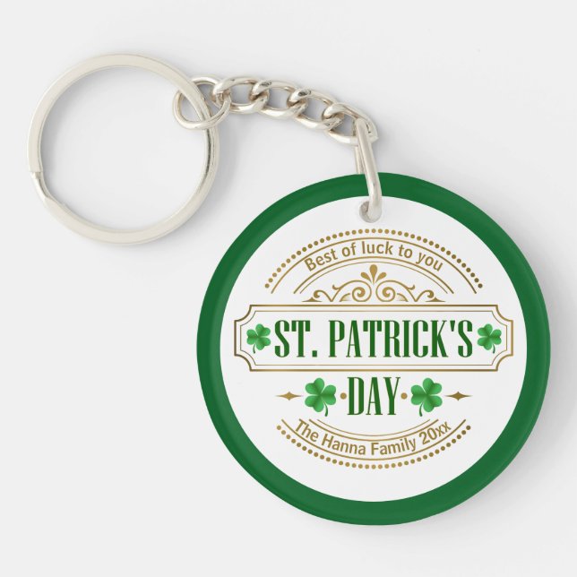 Personalized St. Patrick's Day I Luck of the Irish Key Ring (Front)