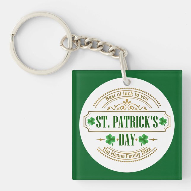 Personalized St. Patrick's Day I Luck of the Irish Key Ring (Front)