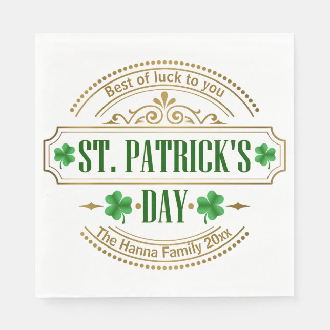 Personalized St. Patrick's Day I Luck of the Irish Napkin (Front)