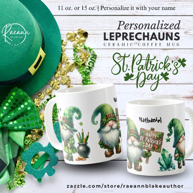 Personalized St. Patrick's Day Leprechauns Ceramic Coffee Mug (Creator Uploaded)