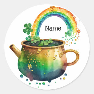 Personalized st. Patrick's day rainbow Classic Round Sticker