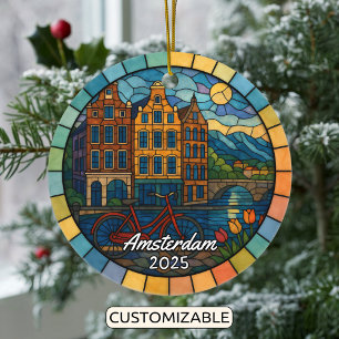 Personalized Stained Glass Amsterdam Ornament