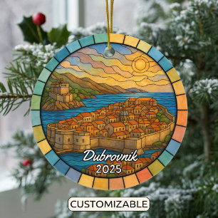 Personalized Stained Glass Dubrovnik, Croatia Ceramic Ornament