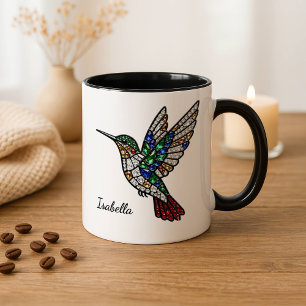 Personalized Stained Glass Hummingbird Coffee Cup 