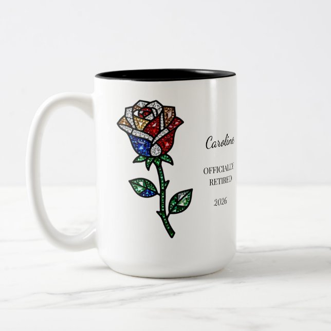 Personalized Stained Glass Rose Retirement Mug  (Left)