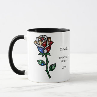 Personalized Stained Glass Rose Retirement Mug