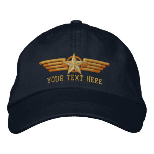 Personalized Star Badge Pilot Wings Embroidered Hat