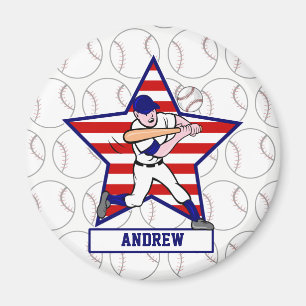Personalized Stars and Stripes Baseball Batter v1 Magnet