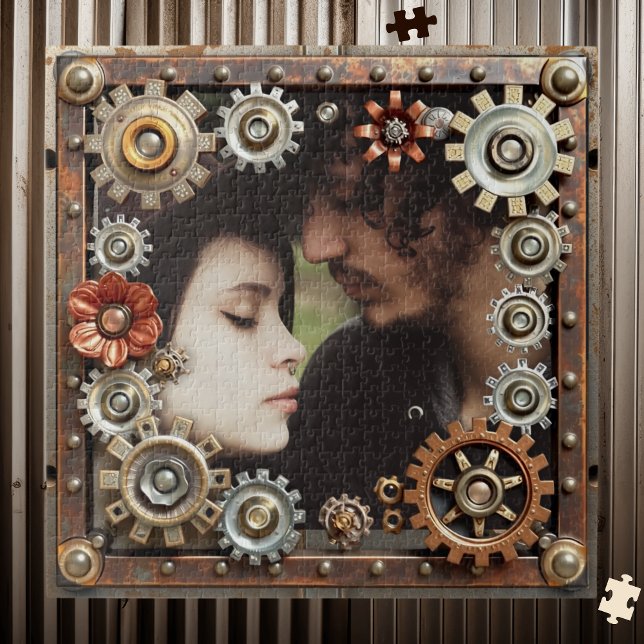 Personalized Steampunk Romantic Photo Jigsaw Puzzle (Creator Uploaded)
