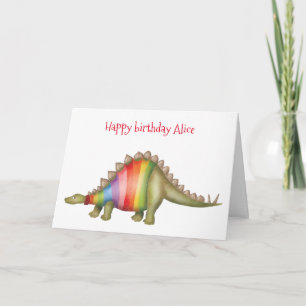 Personalized Stegosaurus birthday card