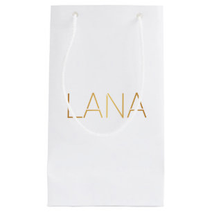 Personalized Stencil Font Lana Gold Black Small Gift Bag