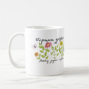 Personalized step kids name flowers mothers coffee mug