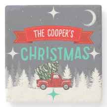 Personalized Stone Christmas Tree Coaster