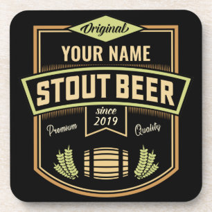 Personalized Stout Dark Beer Brewing Label Bar Coaster