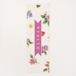 Personalized Strawberry Garden Bee Cottagecore Yoga Mat